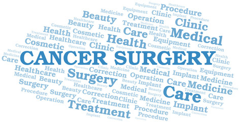 Cancer Surgery word cloud vector made with text only.
