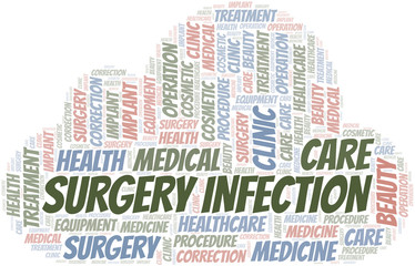 Surgery Infection word cloud vector made with text only.