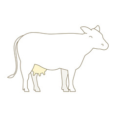 Cow animal. Milk farm production. Breeding cow. Cattle raising. Outline line contour vector illustration.