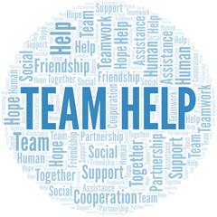 Team Help word cloud. Vector made with text only.