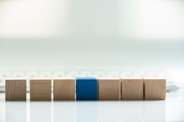 Building Blocks on table with white background