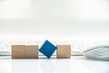 Building Blocks on table with white background