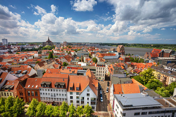 Rostock, Germany. Aerial cityscape image of Rostock, Germany during sunny summer day.