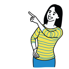 Happy woman pointing