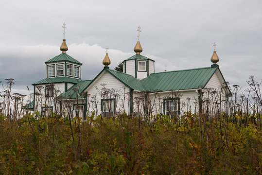 Russisch orthodoxe Kirche  von Ninilchik wo Nachfahren russischer Imigranten wohnen , Kenaihalbinsel, Alaska