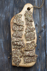 Delicious healthy multigrain gluten-free crackers, ketogenic, from chia seeds, flax, sesame and...