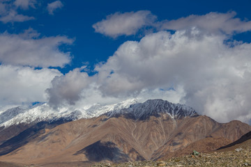 Fototapeta na wymiar View of majestic rocky mountains in Indian Himalayas, Ladakh region, India. Nature and travel concept