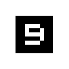 Number 9 on Black Square Shape, Technology Logo Design Concept, Network Digital Logo Icon Template
