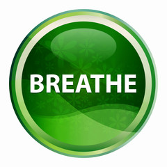 Breathe Natural Green Round Button