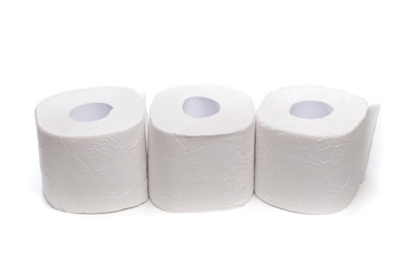 Roll of toilet paper or tissue isolated on white background .