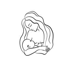 Mother breastfeeding a child. Vector illustration for world breastfeeding week