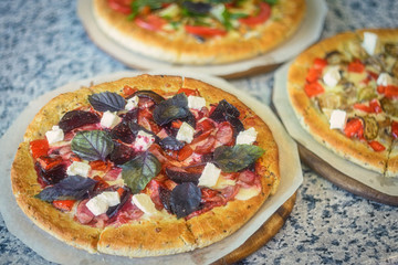 vegetarian pizza with cheese and vegetables