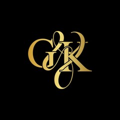 G & K / GK logo initial vector mark. Initial letter G and K GK logo luxury vector mark, gold color on black background.