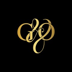 G & O / GO logo initial vector mark. Initial letter G and O GO logo luxury vector mark, gold color on black background.