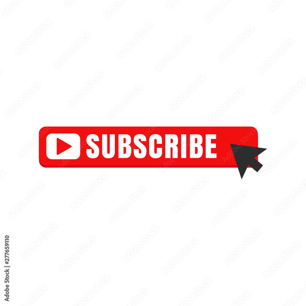 Aufkleber Subscribe button color with mouse pointer vector sign isolated on white background illustration for graphic and web design. 