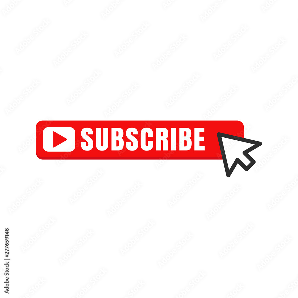 Poster Subscribe button color with mouse pointer vector sign isolated on white background illustration for graphic and web design. 