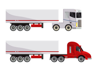 Semi trailer truck vector vehicle transport delivery cargo shipping illustration transporting set of trucking freight lorry semi-truck transportation isolated on white background