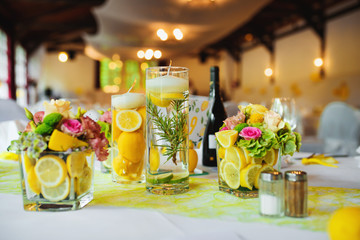 colorful decorated table - lemon theme