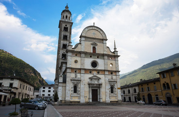 TIRANO, ITALY, JUNE 19, 2019 - Sanctuary Madonna of Tirano, Sondrio province, Lombardy, Italy.