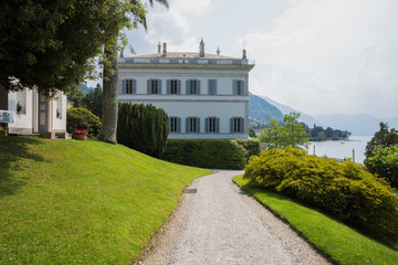 View of Villa Melzi and the Gardens in the village of Bellagio on Como lake, Italy