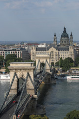 Fototapeta premium Chain bridge on Danube river Budapest Hungary