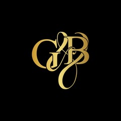 G & B / GB logo initial vector mark. Initial letter G and B GB logo luxury vector mark, gold color on black background.