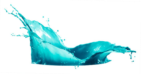 blue-cyan paint splash isolated on white background