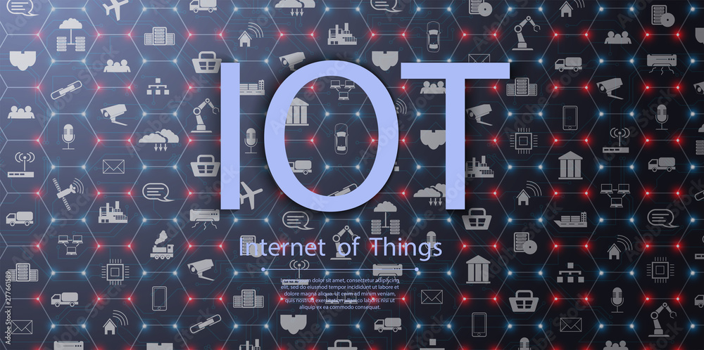 Poster internet of things icon innovation technology concept. smart city wireless communication network iot