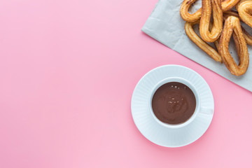 Churros with chocolat typical  sweet spanish