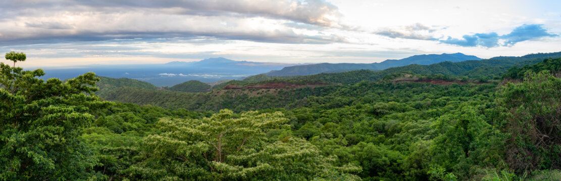 Aerial panorama view To Mago National Park, Omo Valley, Omorati Etiopia, Africa nature and wilderness