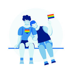 A gay couple LGBT holding rainbow flag - 277662987