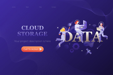 Fototapeta na wymiar Cloud Storage Banner Template