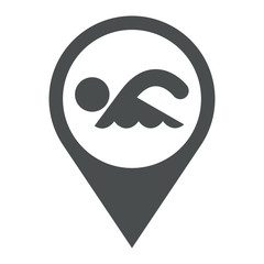 Icono plano localización con nadador en color gris