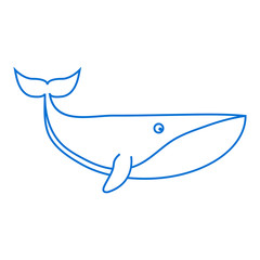 Icono plano lineal ballena en color azul