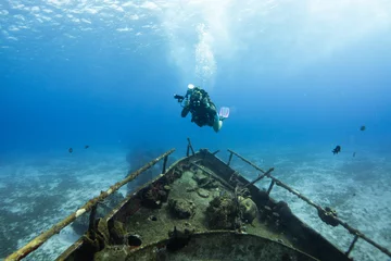 Foto op Canvas Scheepswrak onder water in Cozumel Mexico © Hedvika