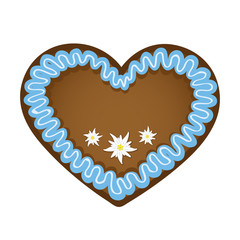 gingerbread heart blue and white with edelweiss flower vector illustration EPS10