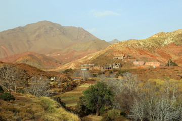 Mountain landscape on the road from Marrakesh to Ouarzazate.