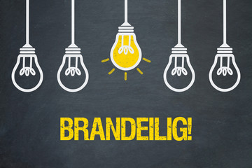 Brandeilig! / Tafel mit Glühbirnen