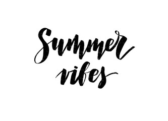 Vector hand drawn black and white summer inscription.