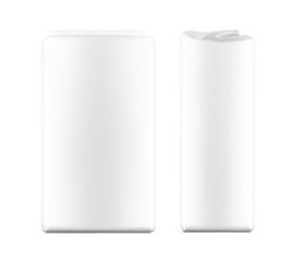 High realistic clean vertical bag mockup. Front and side view. Vector illustration isolated on white background. Easy to use for presentation your product, idea, promo, design. EPS10