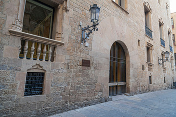 Barcelona, Ancient building, palace, Palau del Lloctinent, General archive of the crown of Aragon, gothic quarter.
