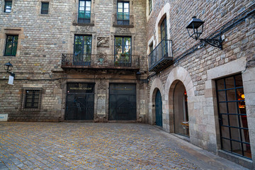 Barcelona, Sant Felip Neri, small square in Gothic quarter.