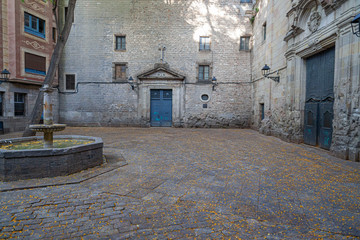 Fototapeta na wymiar Barcelona, Sant Felip Neri, small square in Gothic quarter.