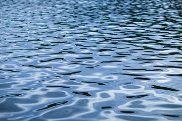 waves on the city pond shot on a cloudy evening