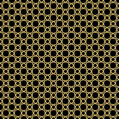 Seamless vector black and golden ornament in arabian style. Geometric abstract background. Pattern for wallpapers and backgrounds