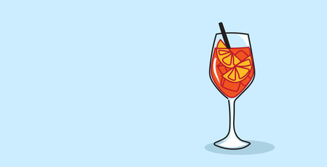 glass of summer juicy orange fruit cocktail with ice alcohol drink refreshing concept sketch doodle horizontal