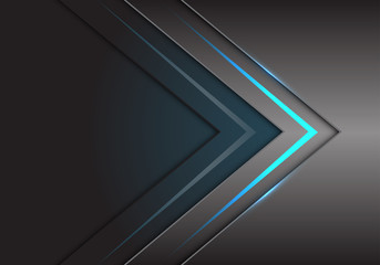 Abstract blue arrow light direction on grey metallic with dark blank space design modern futuristic technology background vector illustration.