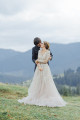 Fototapeta na wymiar wedding photography in the Carpathians. Wedding ceremony in the forest