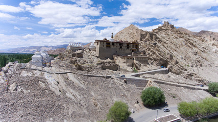 Fototapeta na wymiar The Shey Monastery or Gompa and the Shey Palace complex are structures located on a hillock in Shey, 15 kilometres to the south of Leh in Ladakh, northern India on the Leh-Manali road.