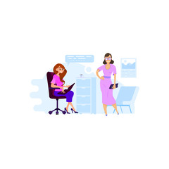 Customer service department concept, flat style, work with staff